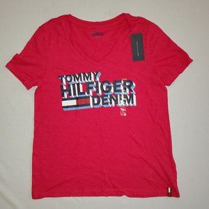 Tommy Hilfiger Denim T Shirt Women's Small V Neck NWT